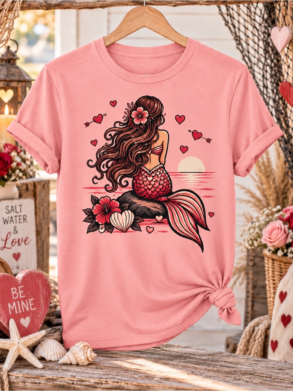 Valentine’s Day Mermaid Shirt, Mermaid T-Shirt by RELUGO365